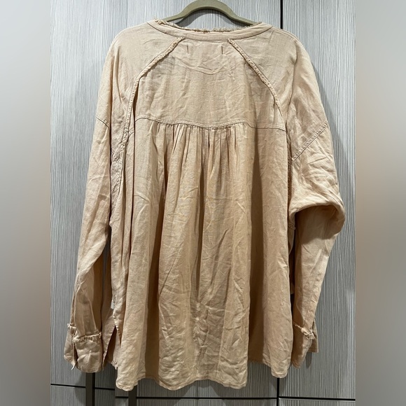 Free People Keep It Simple Oversized Button Down Shirt Shell Pink Size Medium - Picture 4 of 14